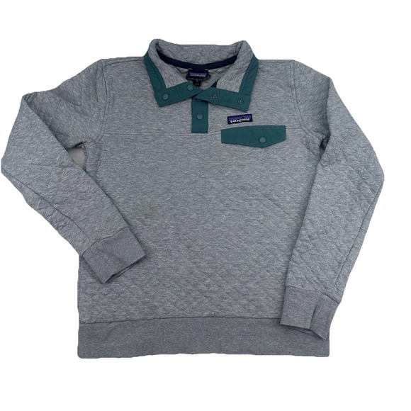 Patagonia Womens XS Organic Cotton Quilt Snap-T Pullover Nouveau Green Gray - Picture 1 of 16